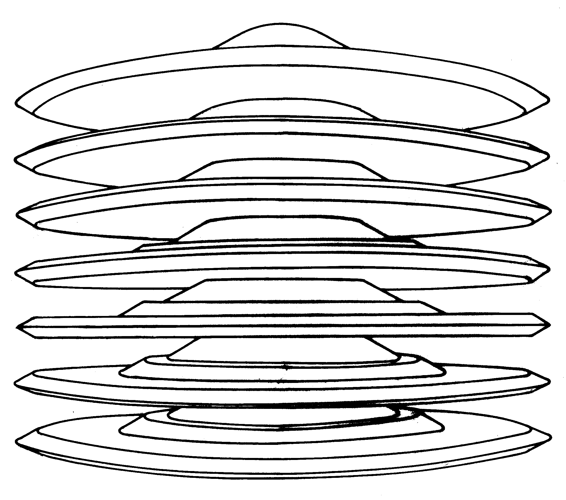 Fig. #3a: A stack of 7 UFOs type K6